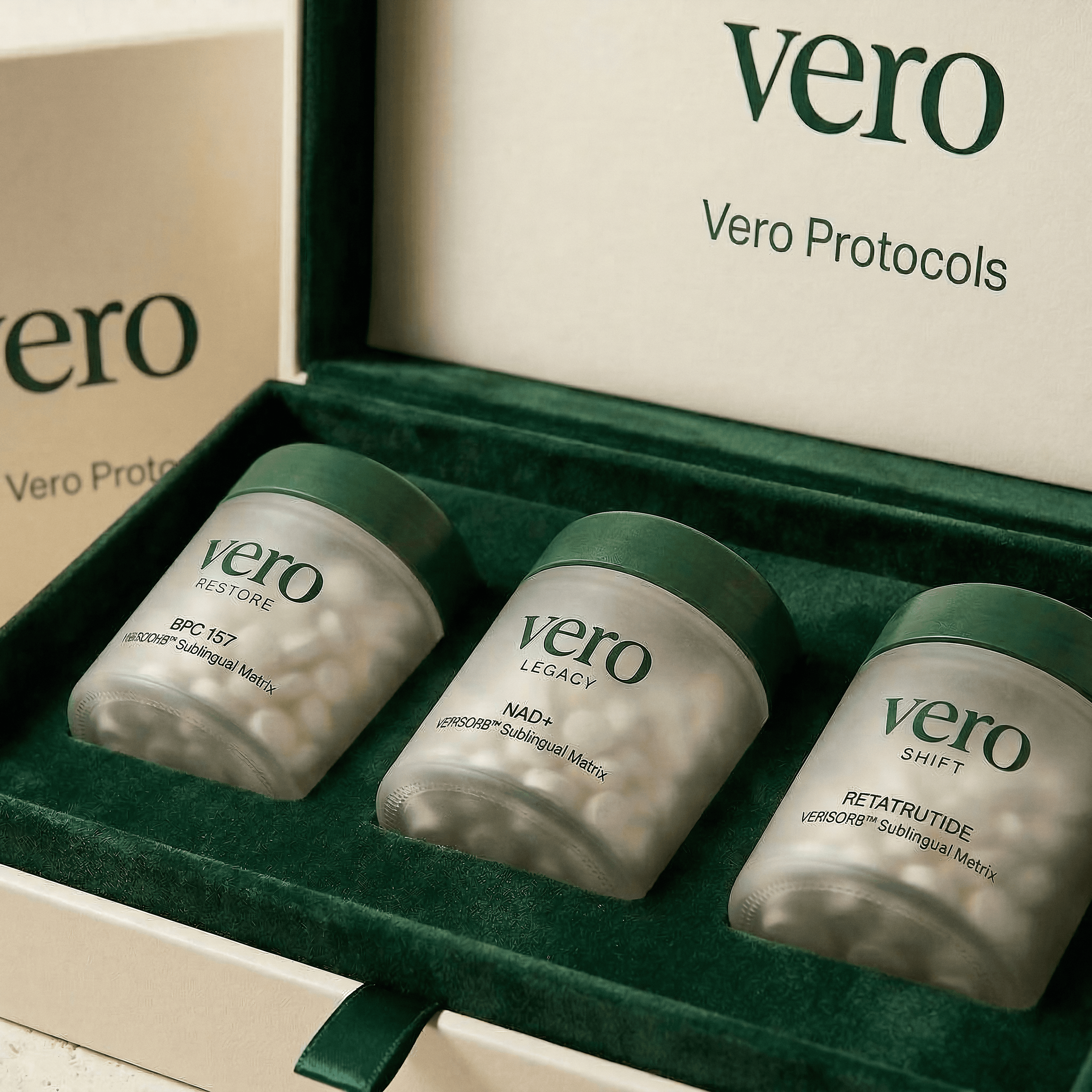 VERO Protocol Collection Box Display with three jars