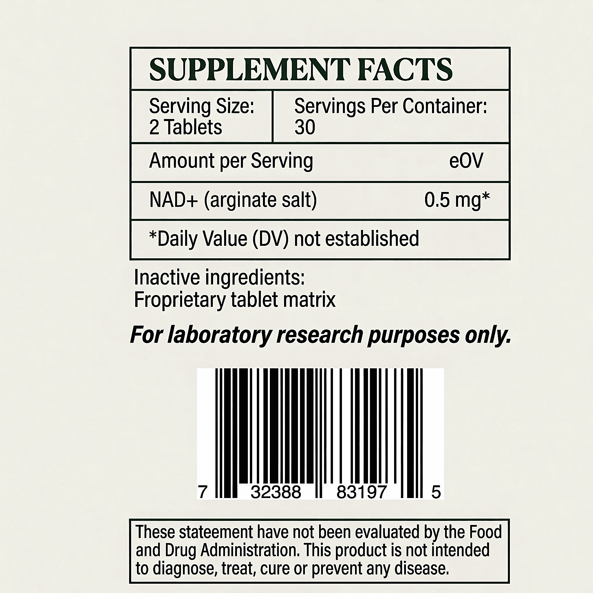 LEGACY™ supplement facts label