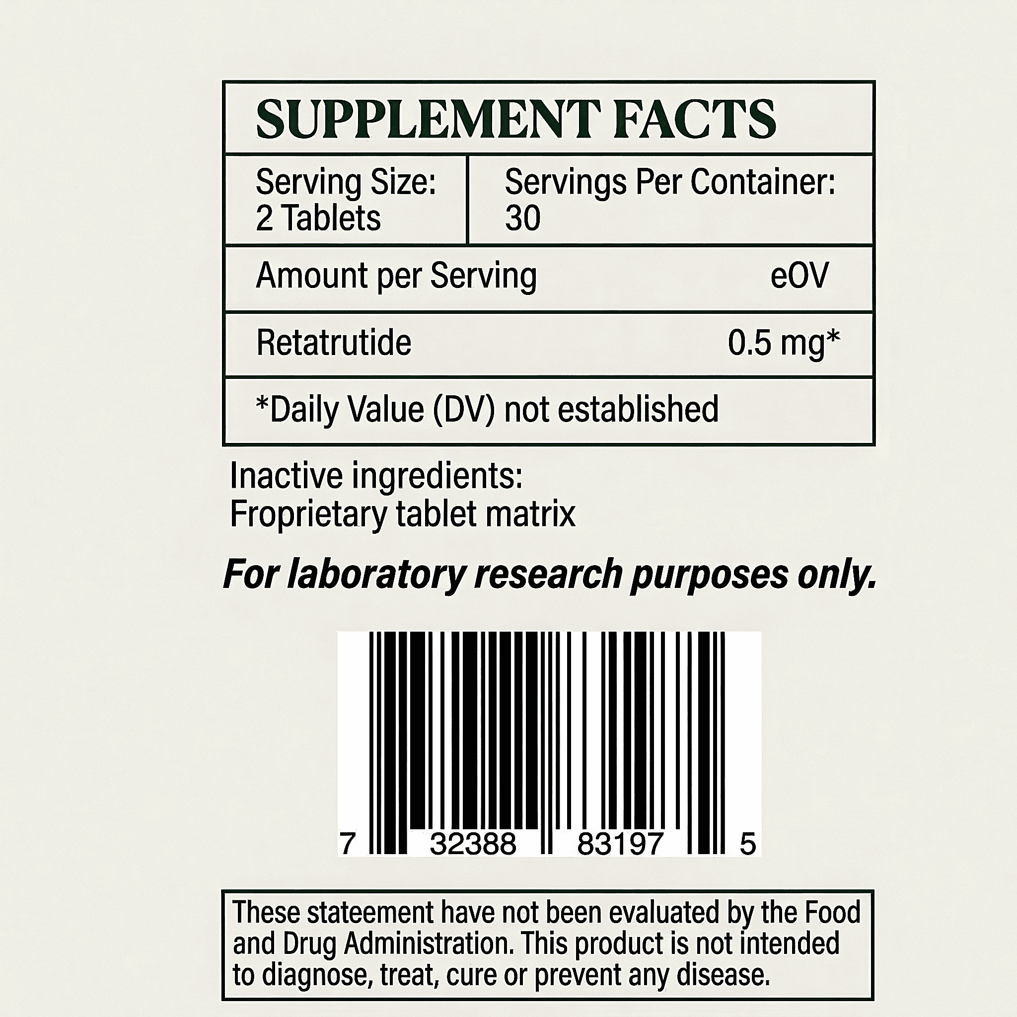 SHIFT™ supplement facts label
