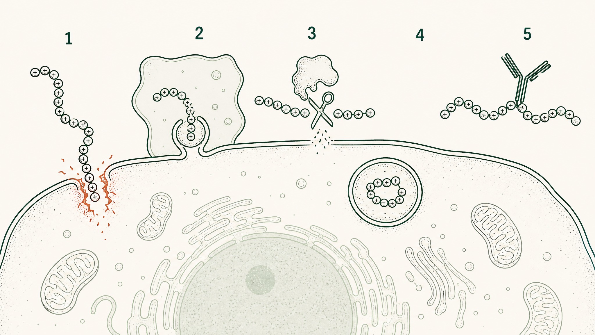 Five ways cell-penetrating peptides fail to reach their target or survive delivery.