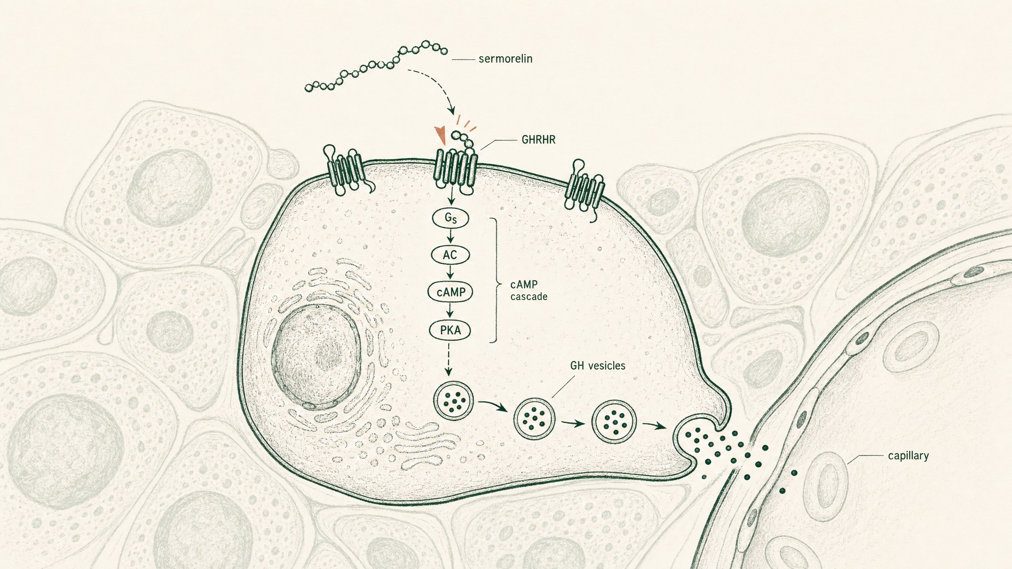 How does sermorelin trigger pulsatile GH release?