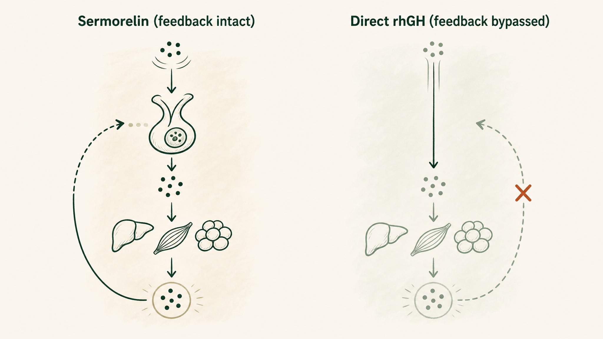 How is sermorelin different from direct HGH?